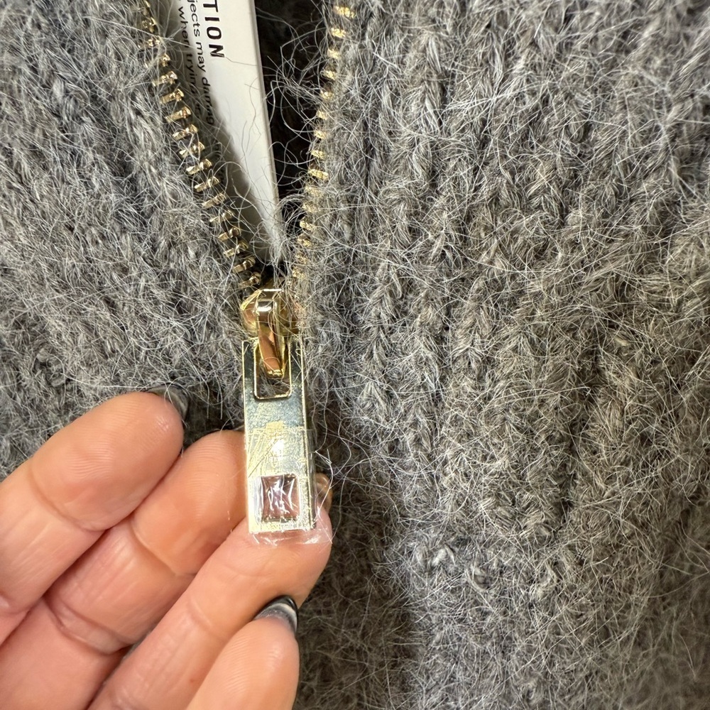 NWT!!! Express Charcoal Oversized Women's Cowl Neck Sweater Small 1/4 Zip - Picture 10 of 14